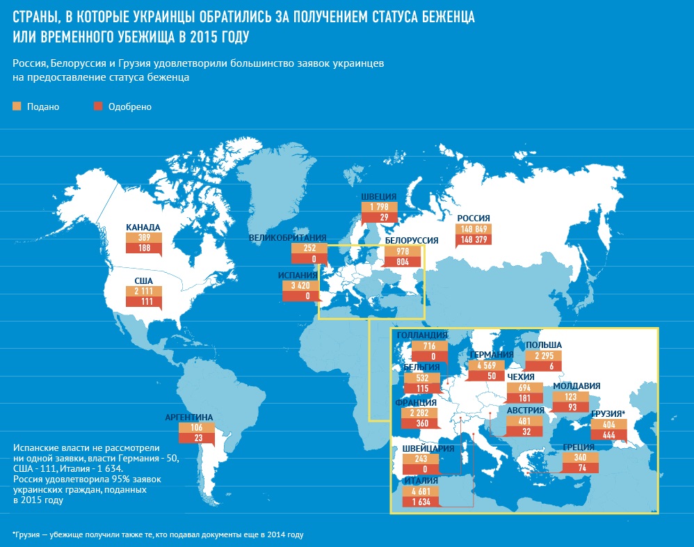 Беженцы из украины карта