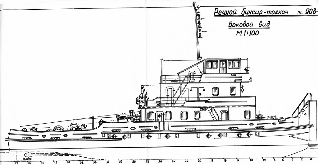 Проект 908 буксир толкач речной чертежи
