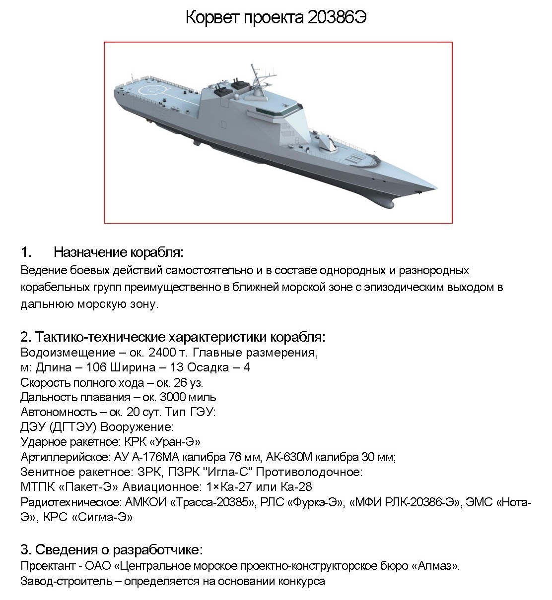 Корвет проекта 20386 википедия